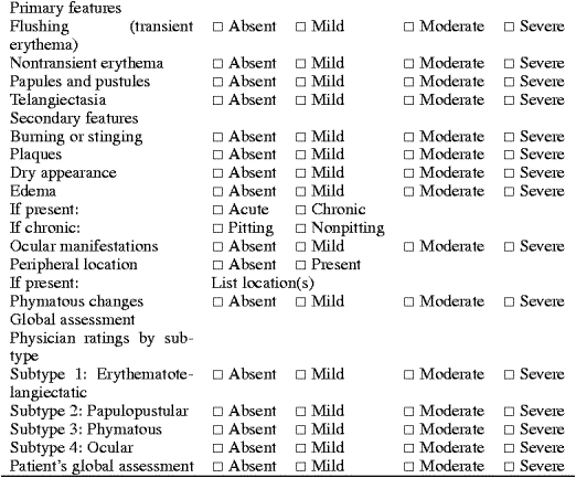 Table 1. Rosacea clinical scorecard