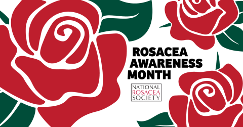 rosacea awareness month logo with roses